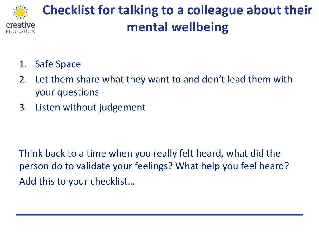 checklist for talking to a colleague about their
