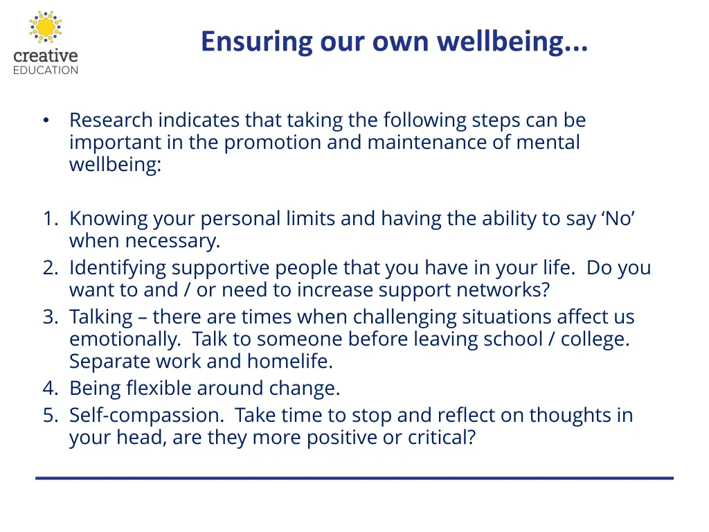ensuring our own wellbeing