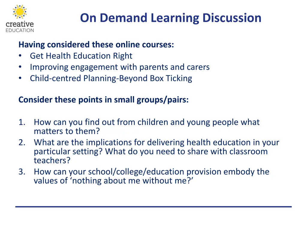 on demand learning discussion