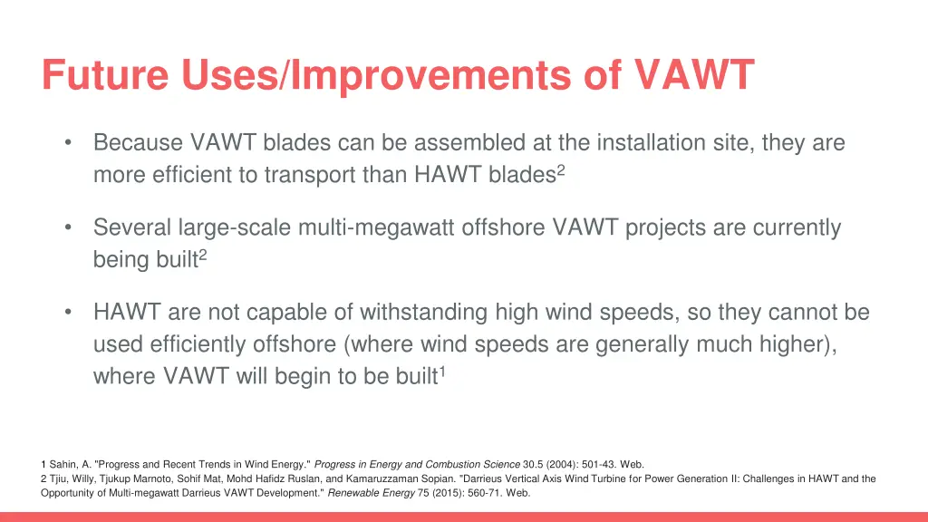 future uses improvements of vawt