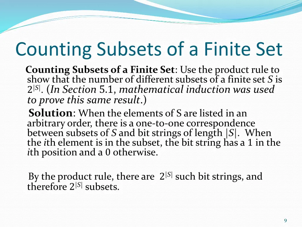 counting subsets of a finite set counting subsets
