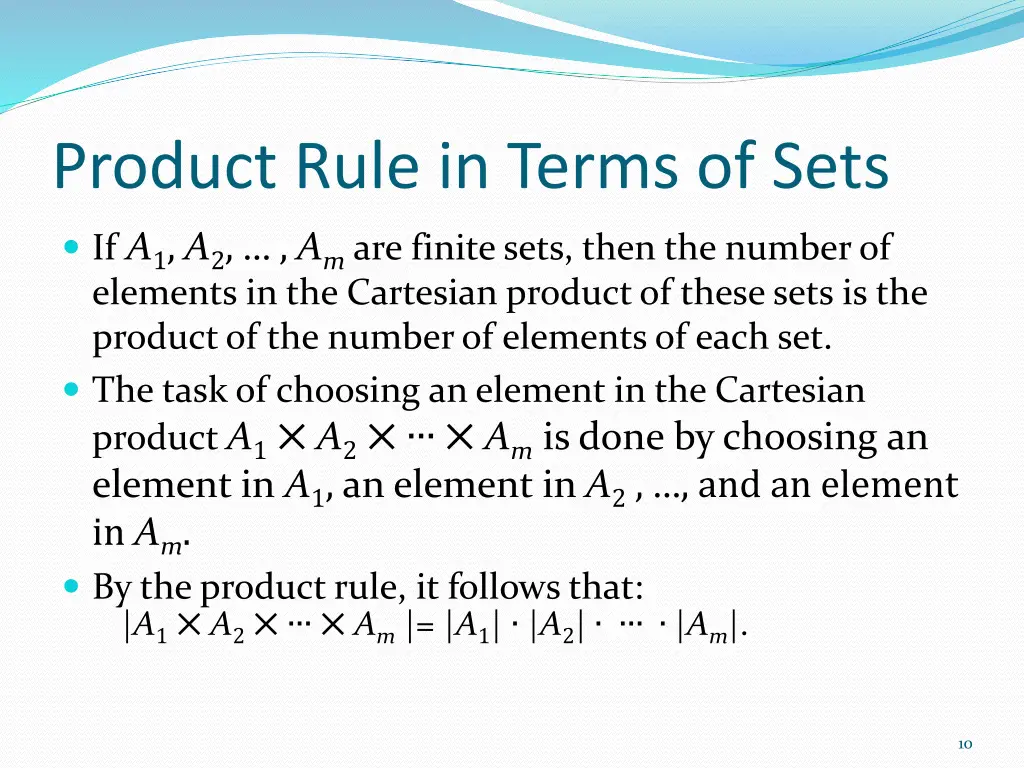 product rule in terms of sets