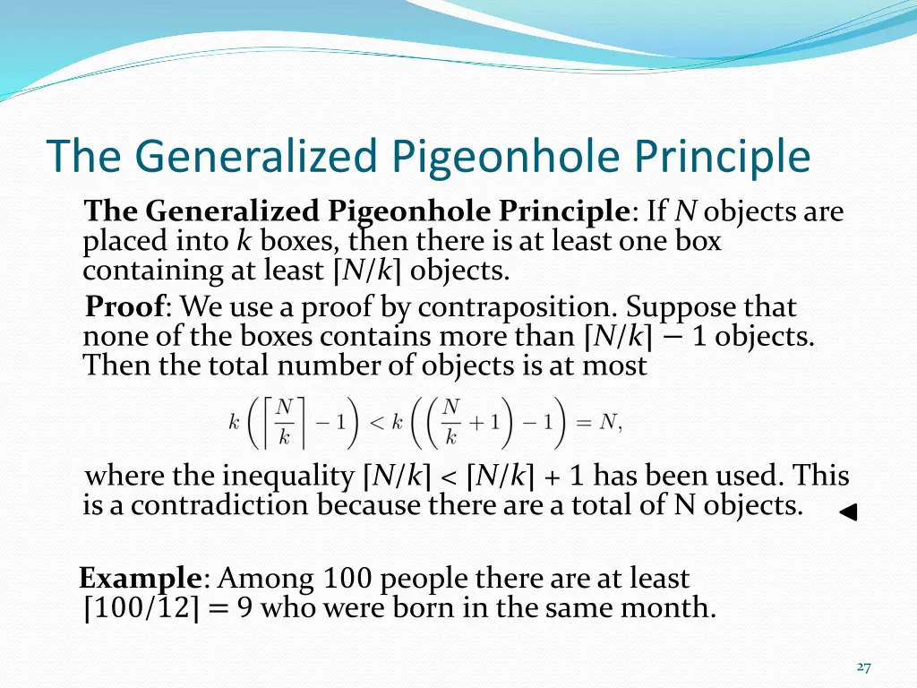the generalized pigeonhole principle