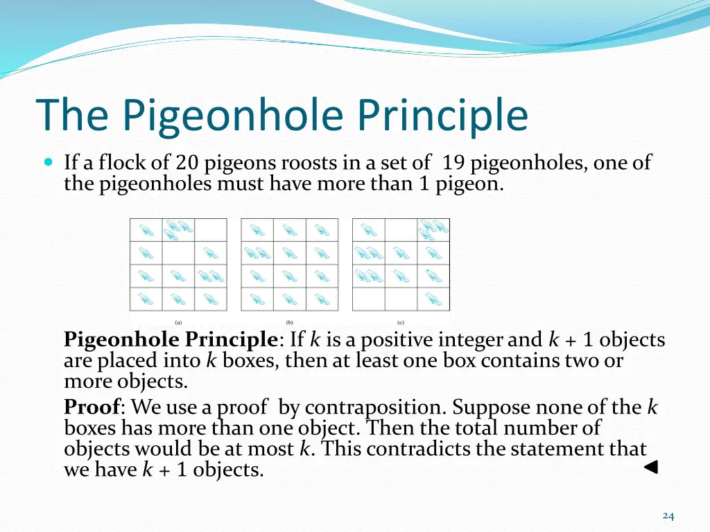 the pigeonhole principle if a flock of 20 pigeons