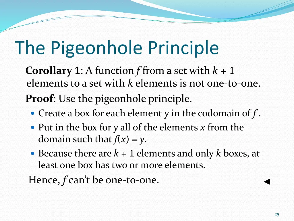 the pigeonhole principle
