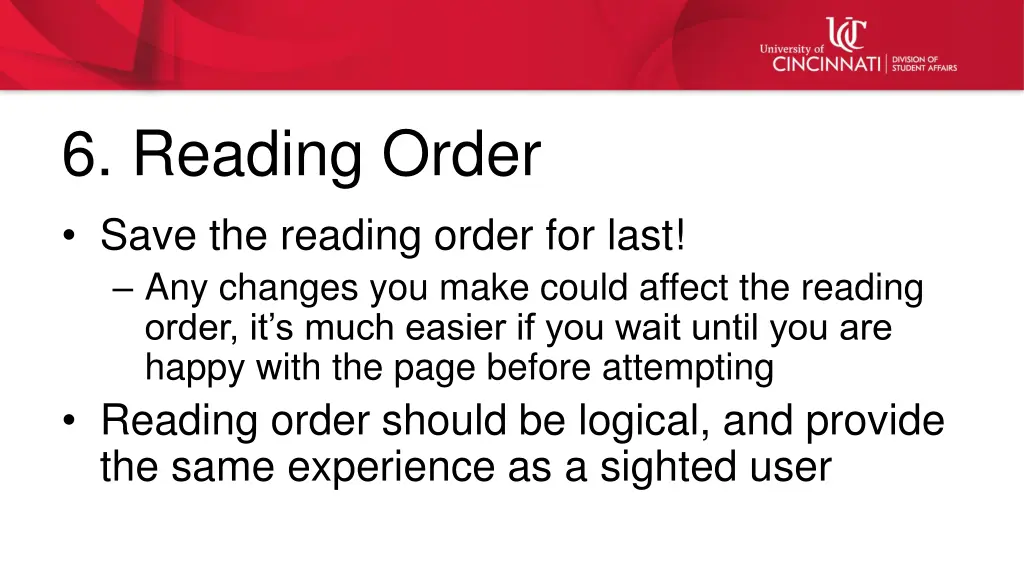6 reading order save the reading order for last