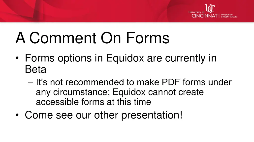 a comment on forms forms options in equidox