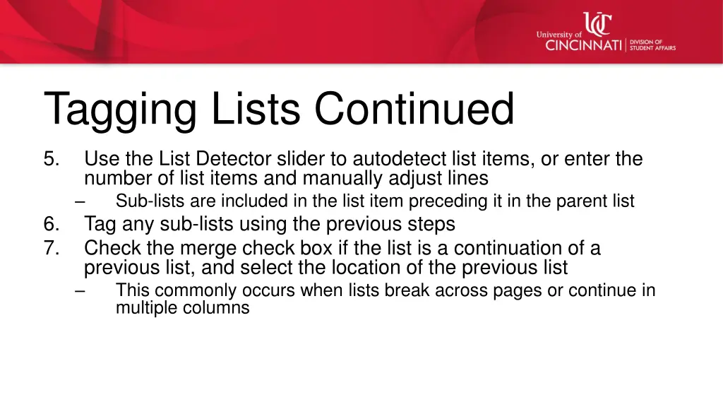tagging lists continued