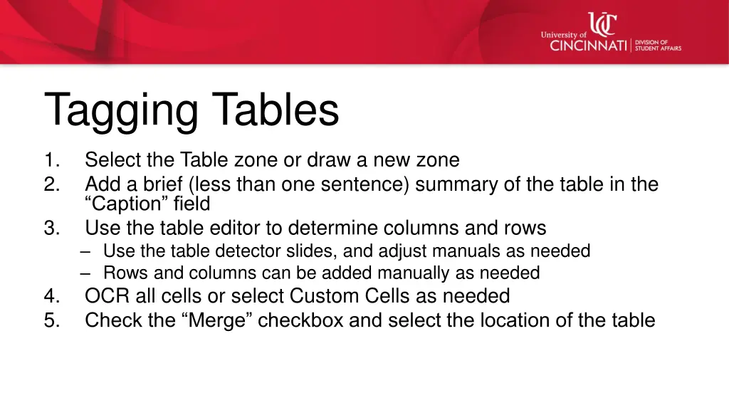 tagging tables
