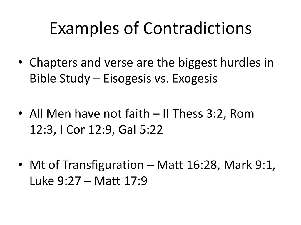 examples of contradictions
