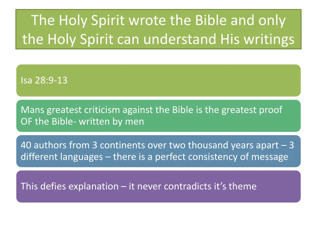 the holy spirit wrote the bible and only the holy