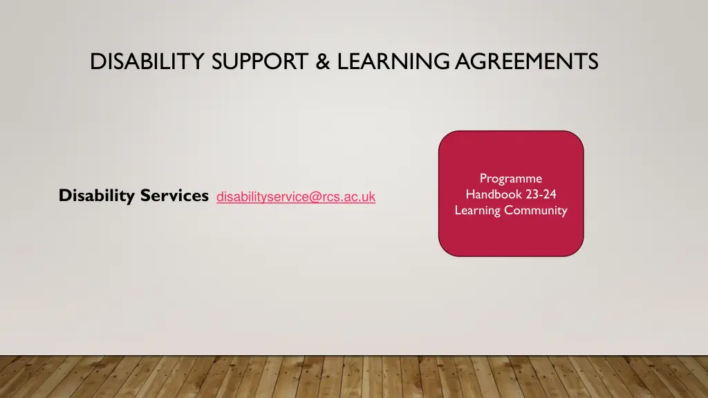 disability support learning agreements