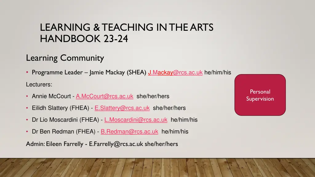 learning teaching in the arts handbook 23 24