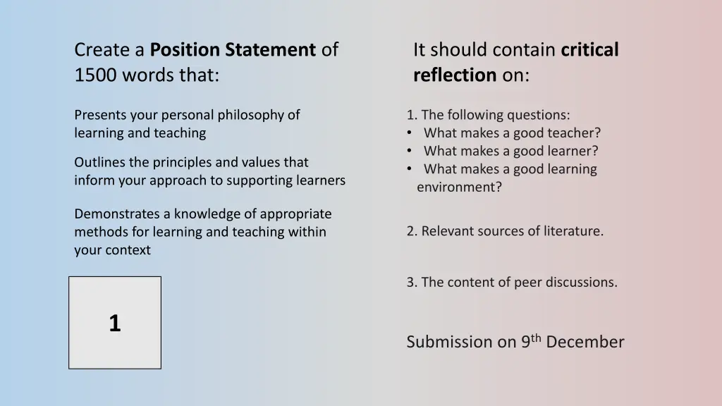 create a position statement of 1500 words that
