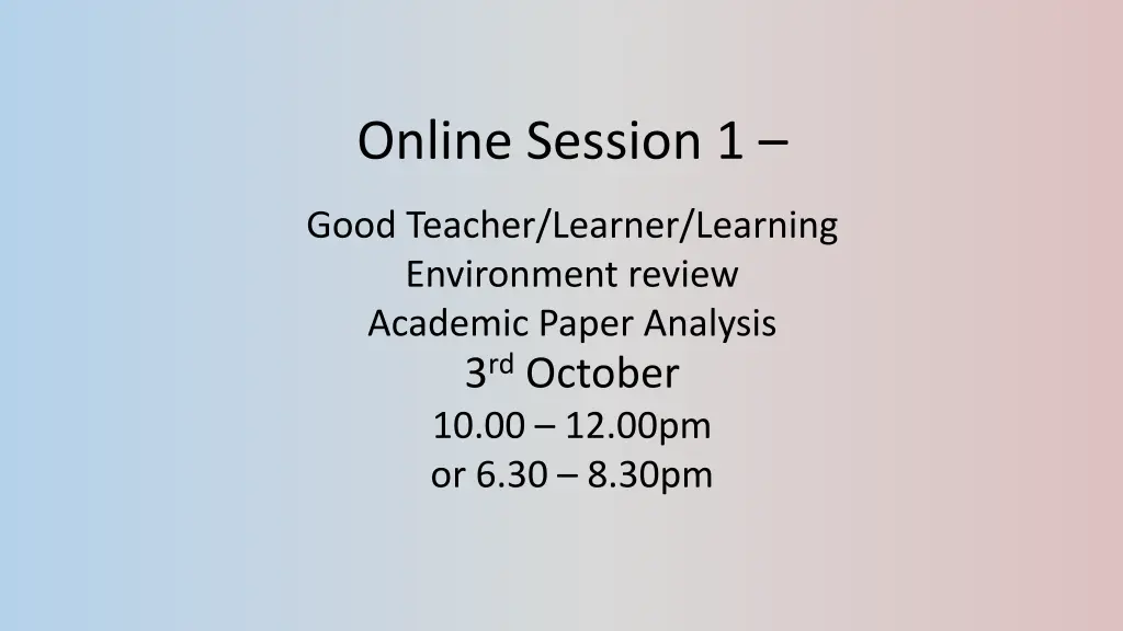 online session 1