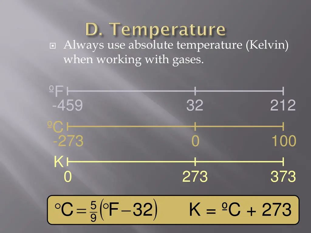 always use absolute temperature kelvin when