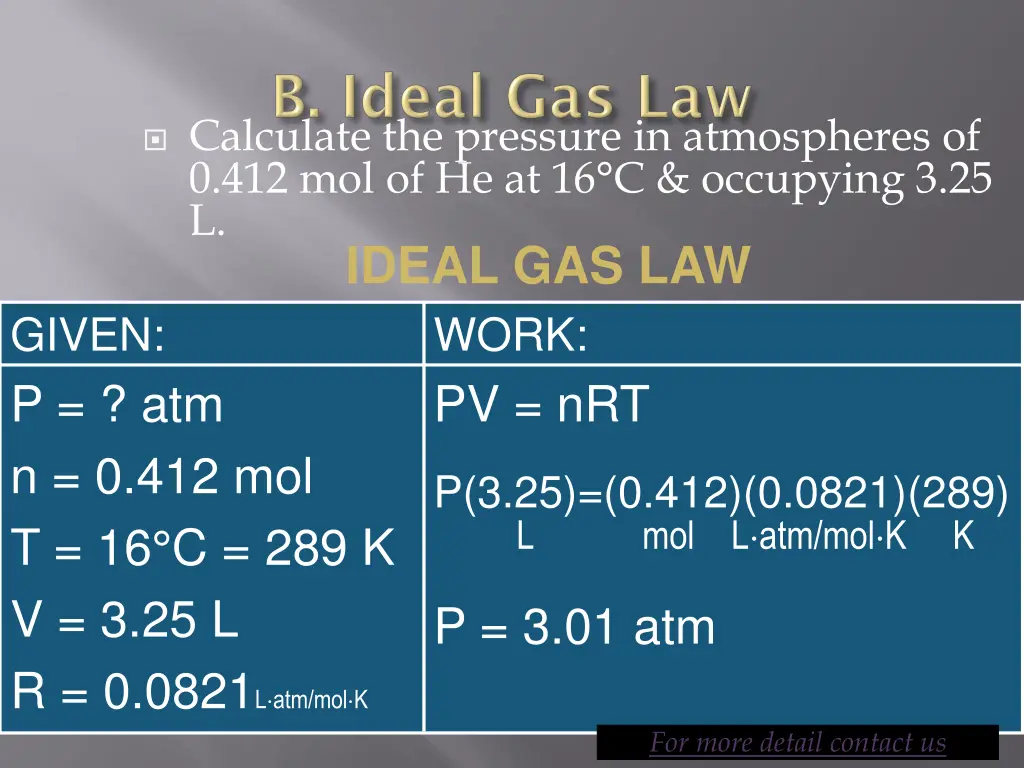 calculate the pressure in atmospheres