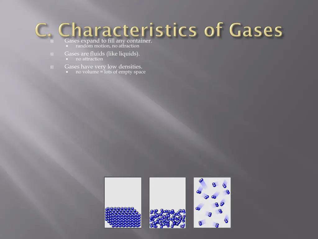gases expand to fill any container random motion