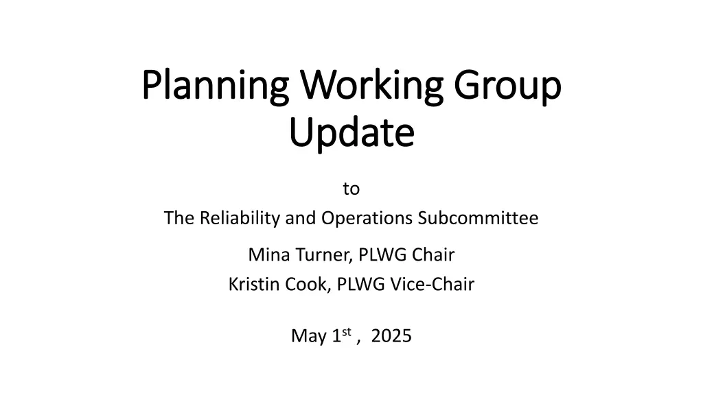 planning working group planning working group