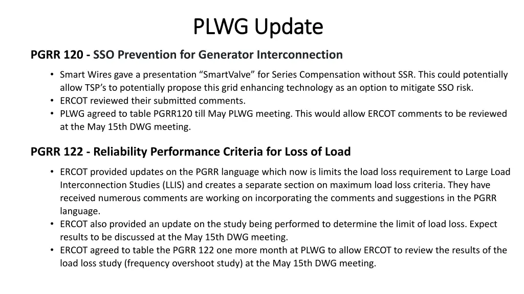 plwg update plwg update
