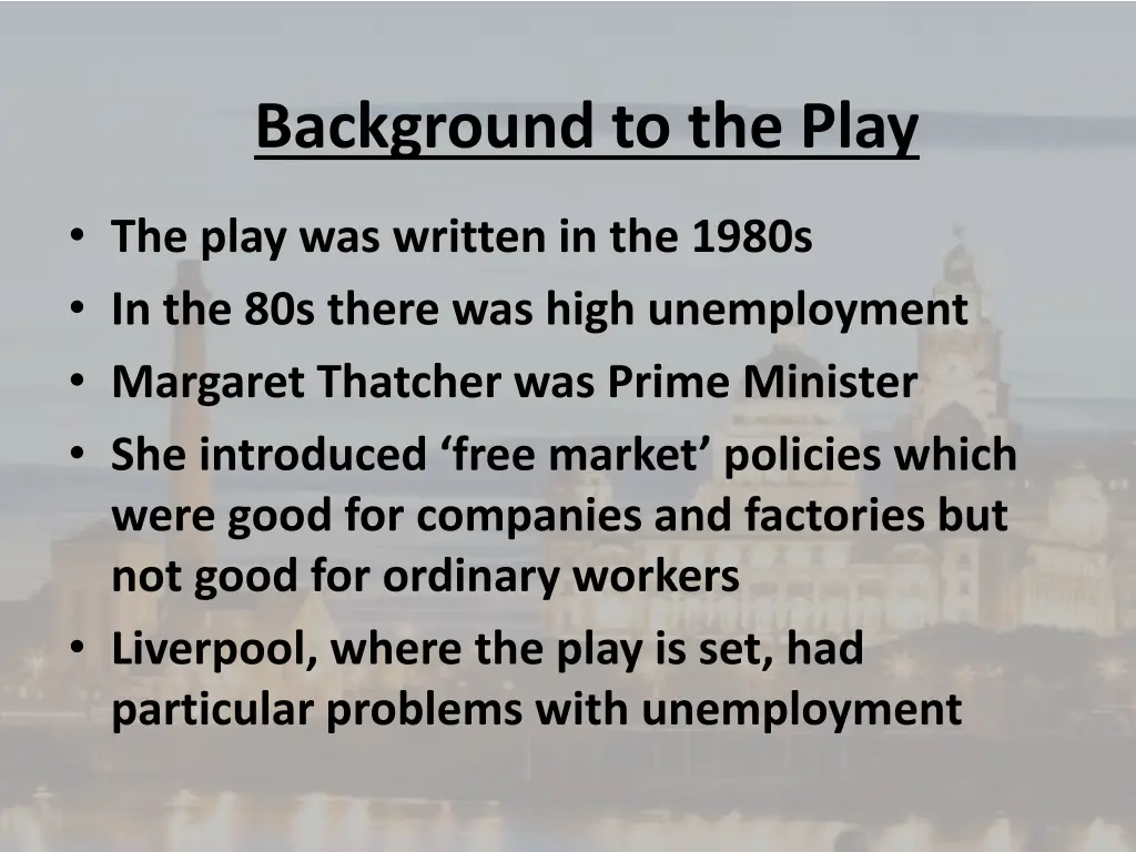 background to the play