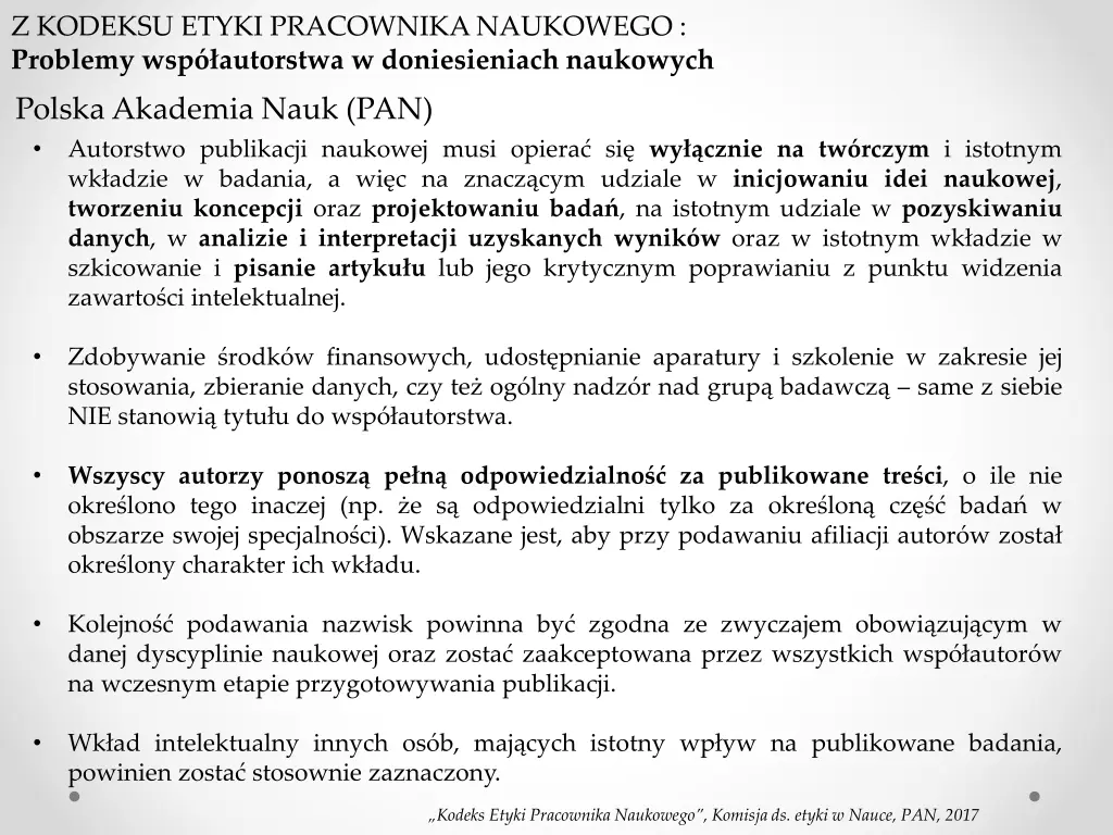 z kodeksu etyki pracownika naukowego problemy 17