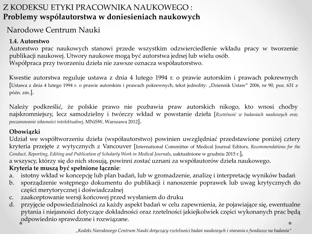 z kodeksu etyki pracownika naukowego problemy 18