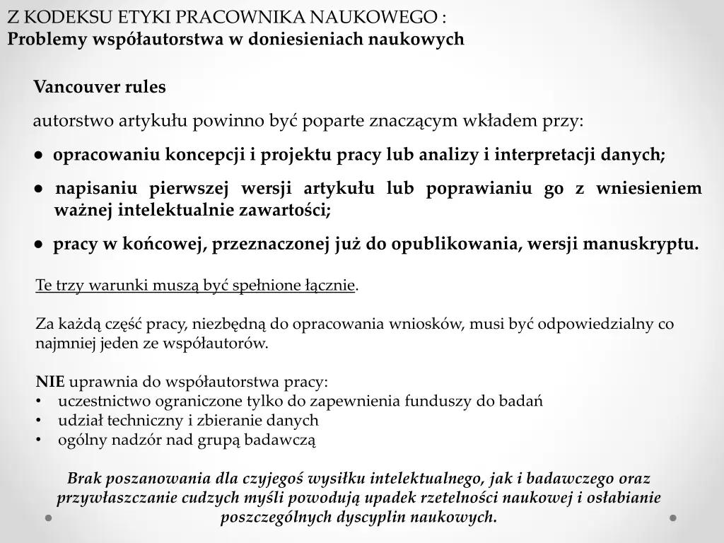 z kodeksu etyki pracownika naukowego problemy 2