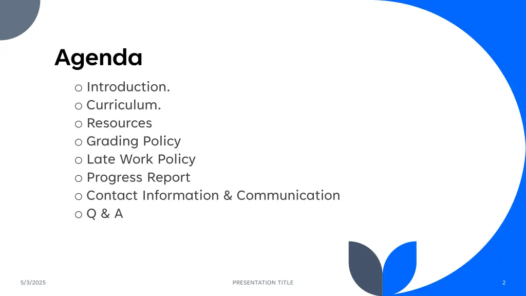 agenda o introduction o curriculum o resources