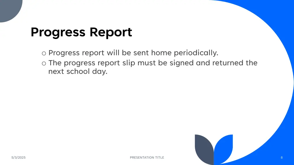 progress report
