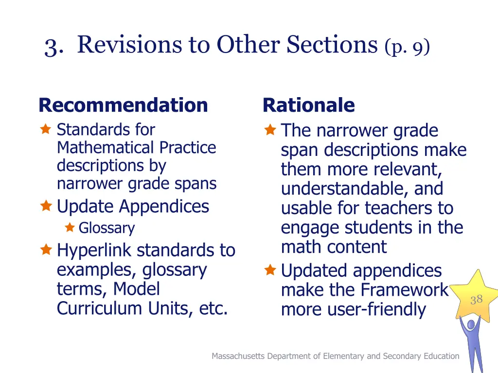 3 revisions to other sections p 9