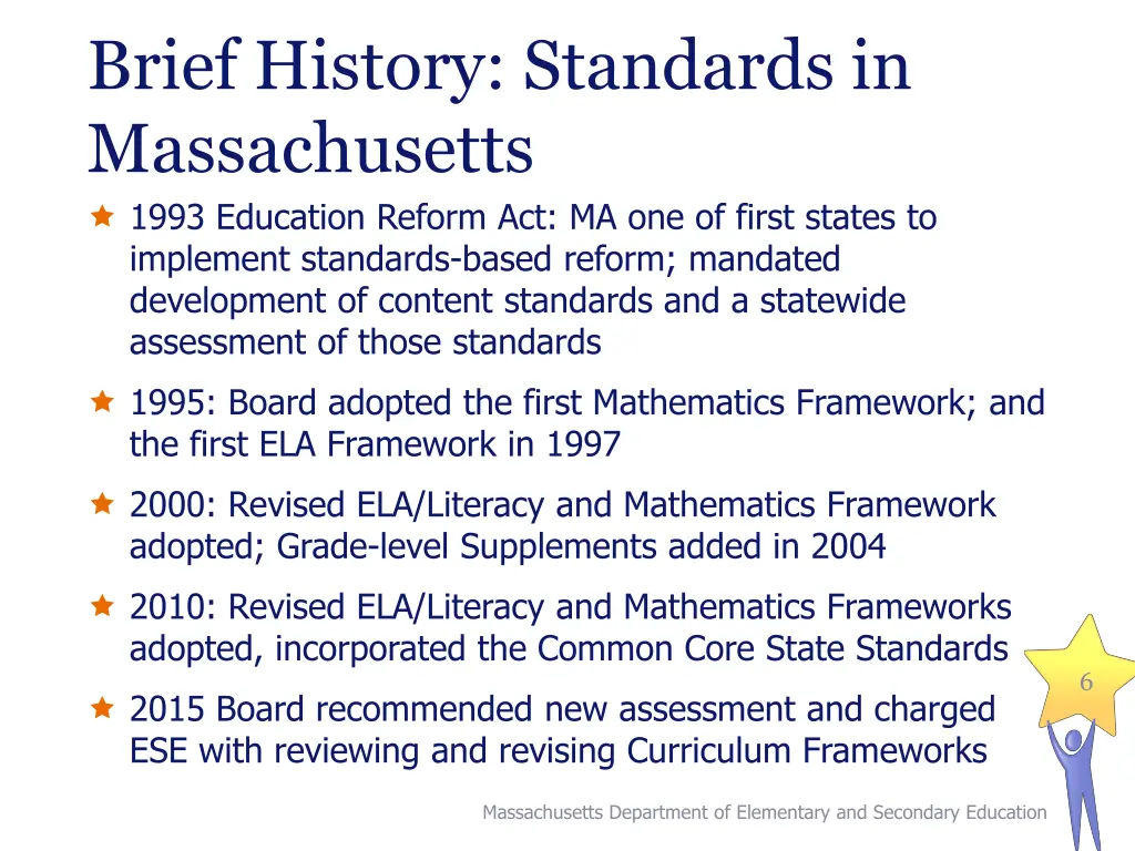 brief history standards in massachusetts 1993