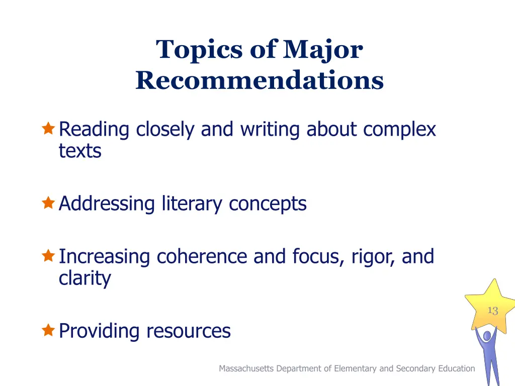 topics of major recommendations