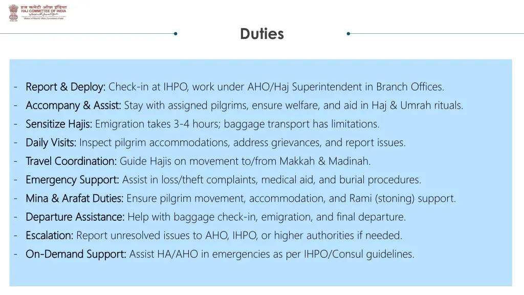 duties