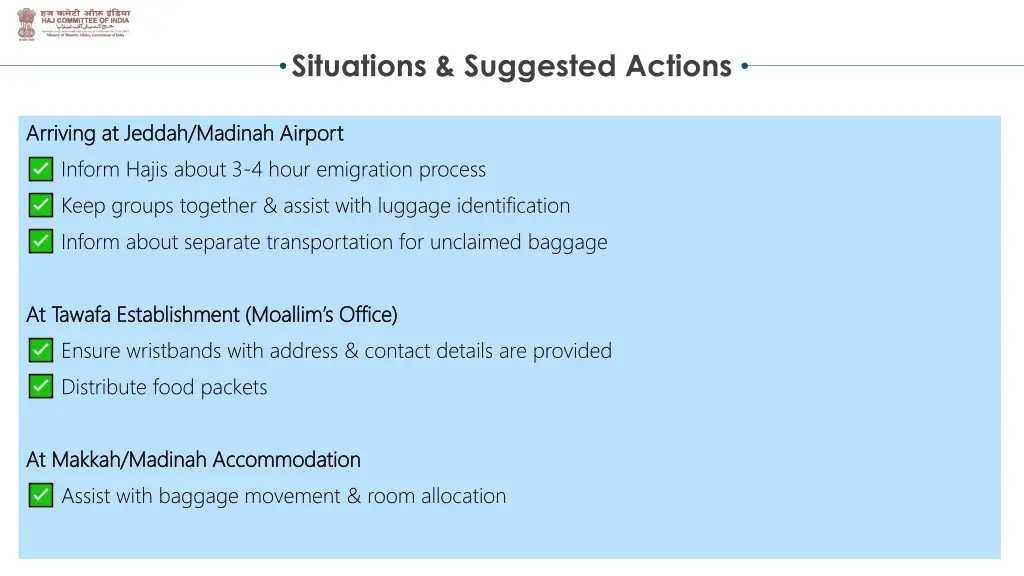 situations suggested actions 2