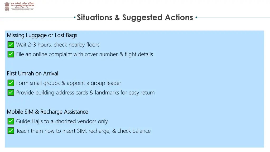 situations suggested actions 3