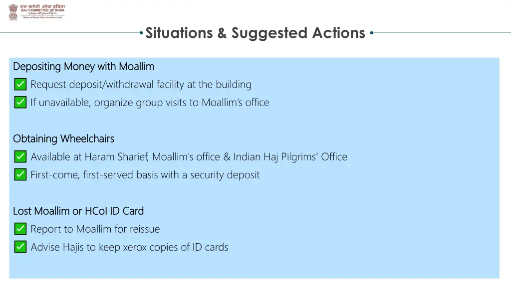 situations suggested actions 5