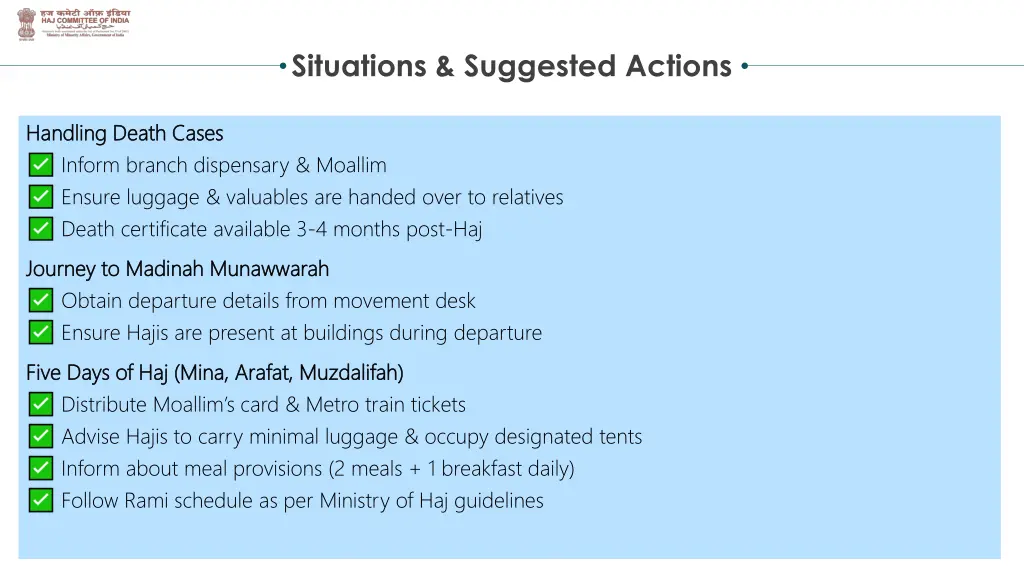 situations suggested actions 8