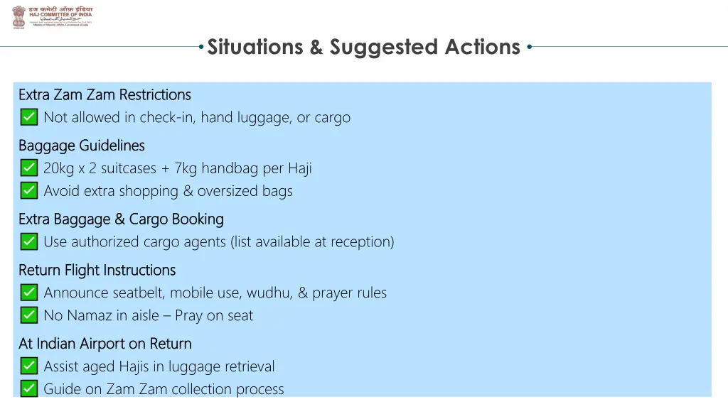 situations suggested actions 9