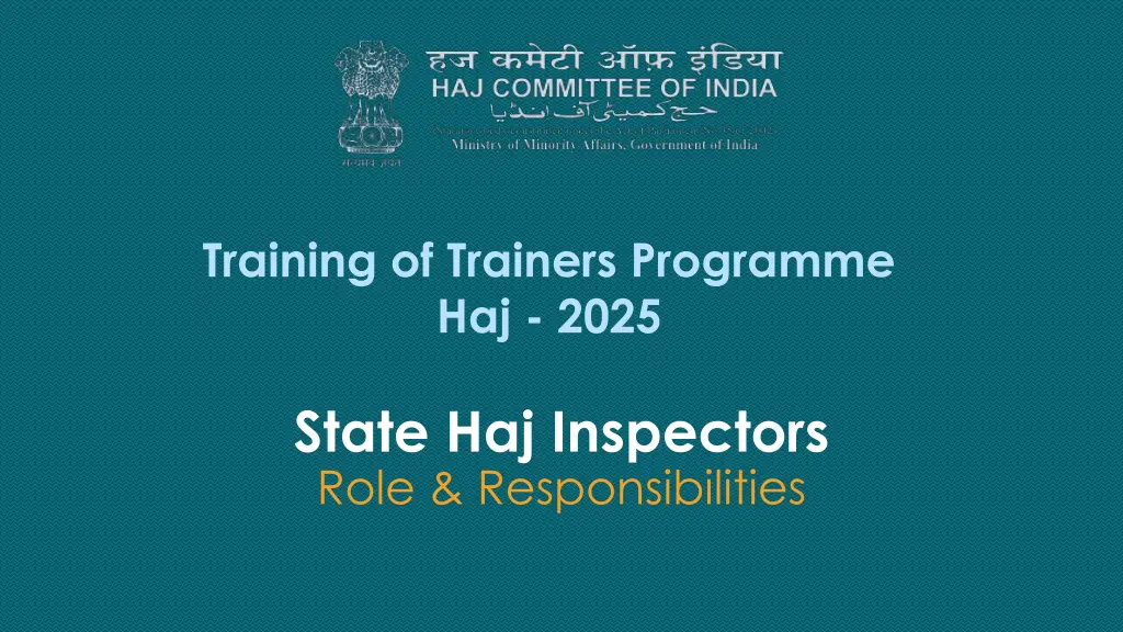 training of trainers programme haj 2025