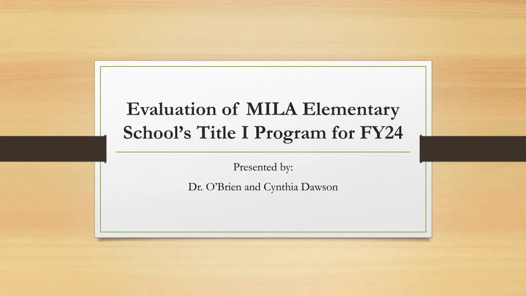 evaluation of mila elementary school s title