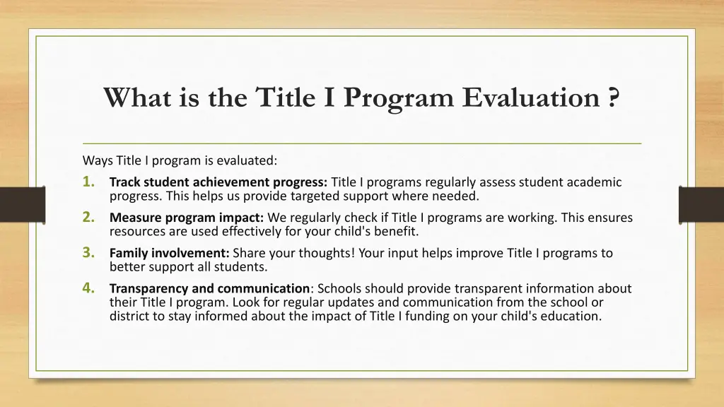 what is the title i program evaluation