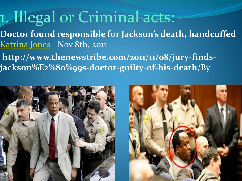 1 illegal or criminal acts doctor found