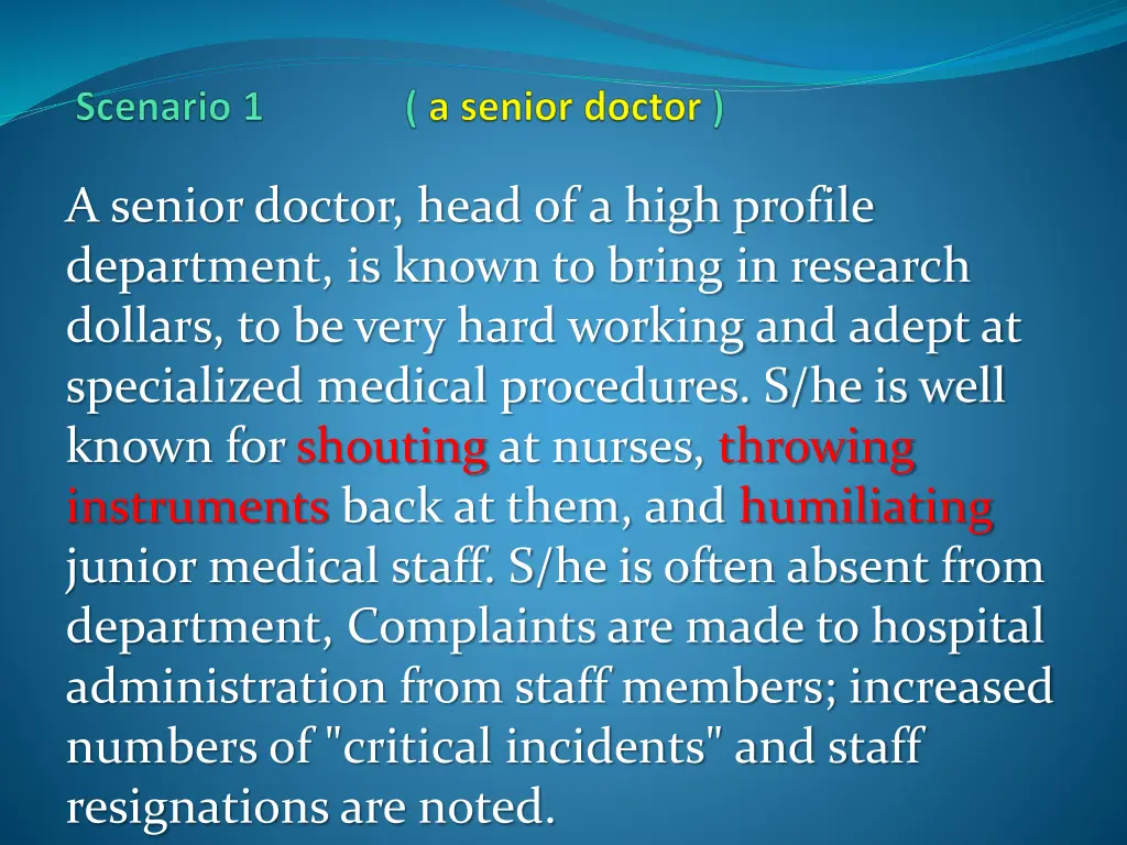 a senior doctor head of a high profile department