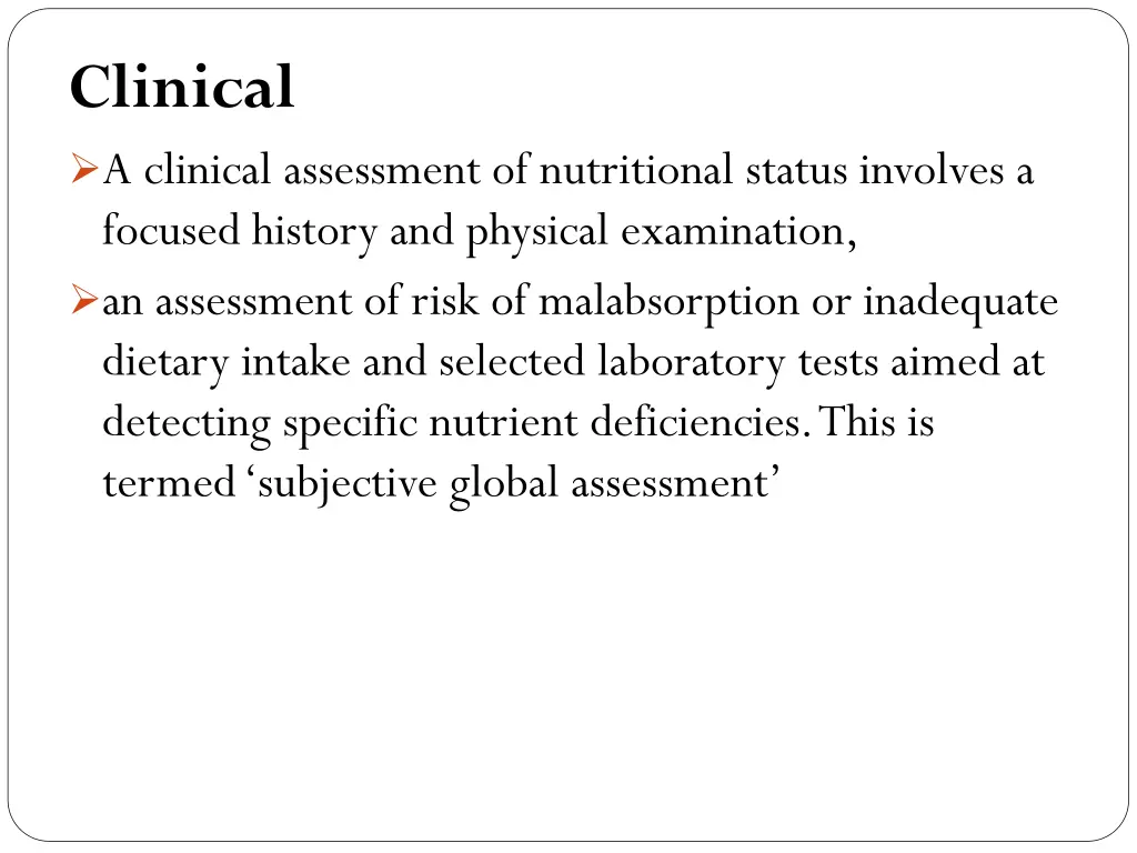 clinical a clinical assessment of nutritional