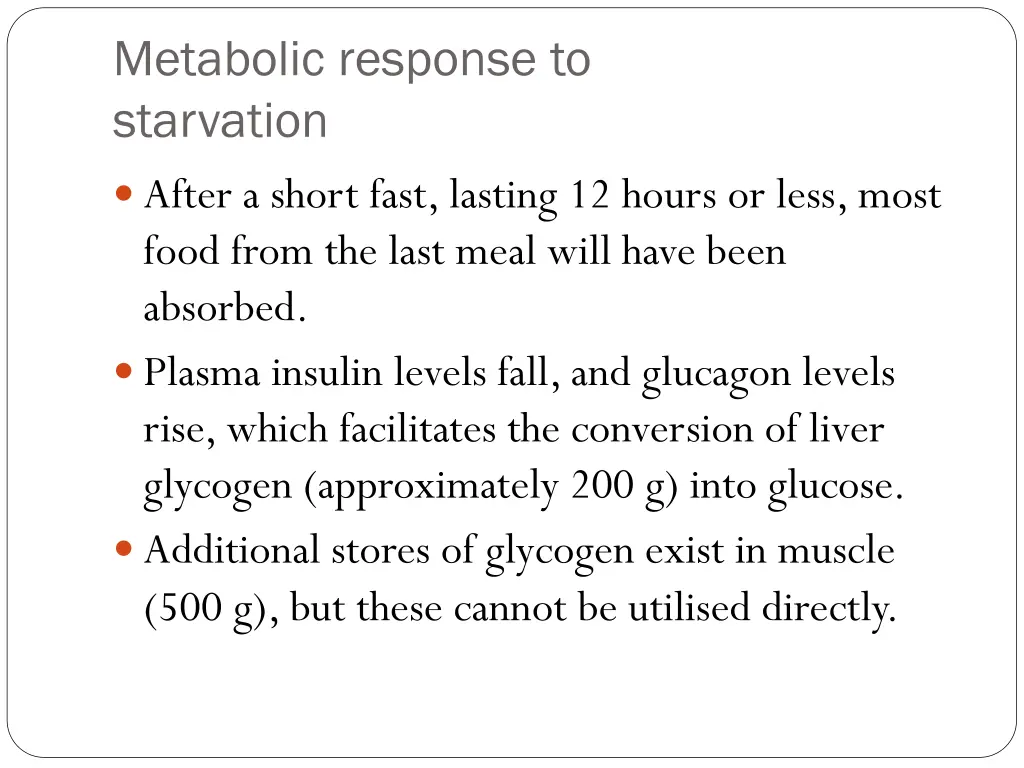 metabolic response to starvation