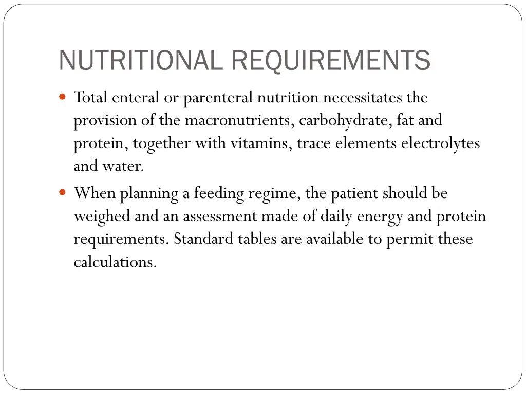 nutritional requirements