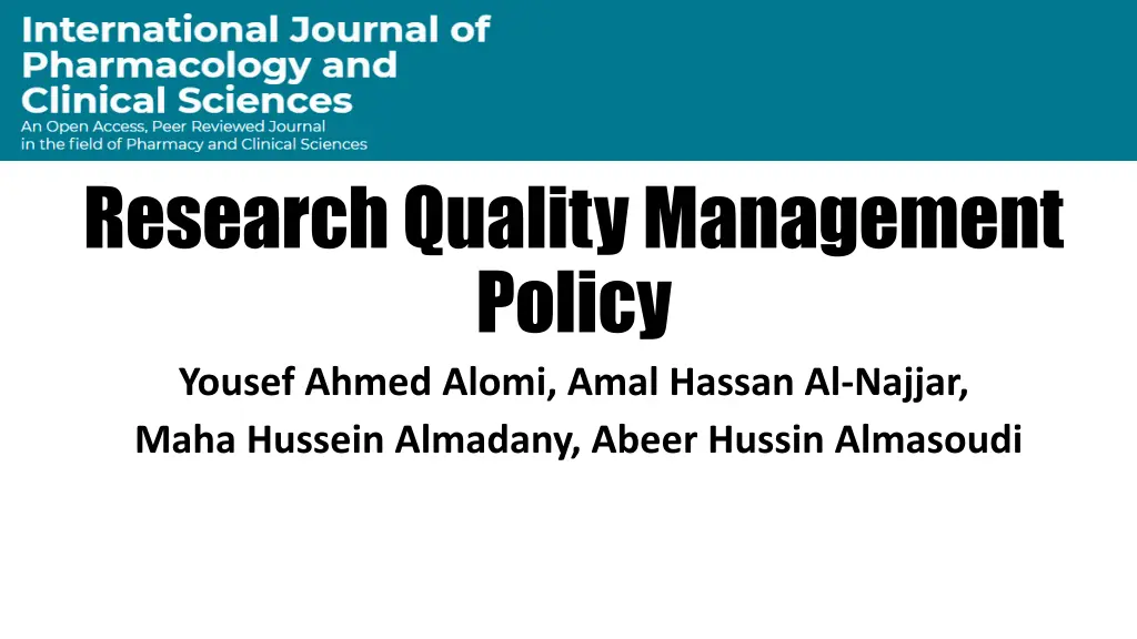 research quality management policy yousef ahmed