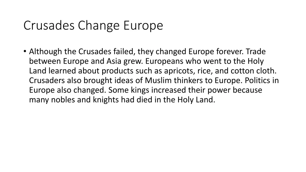 crusades change europe