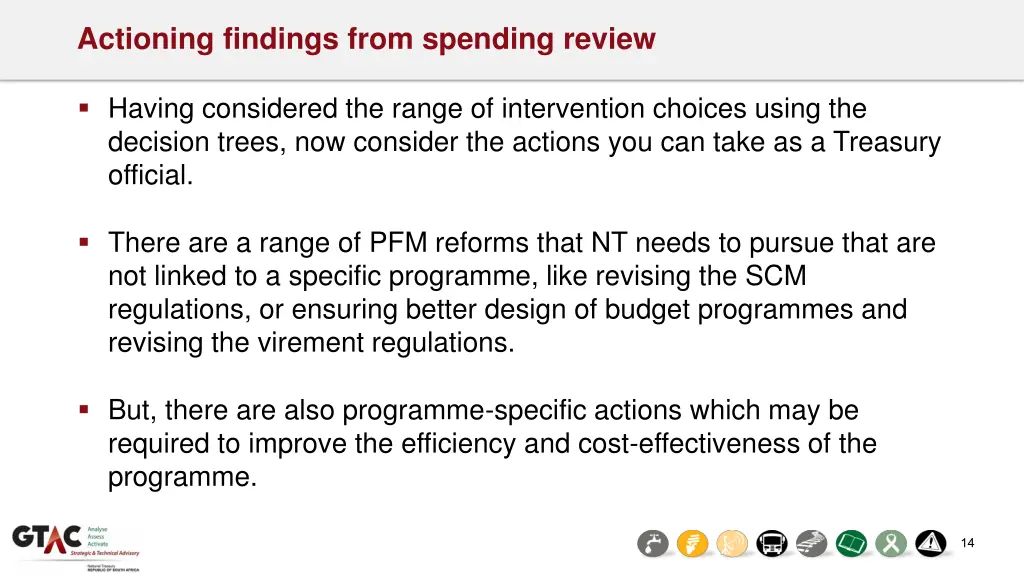 actioning findings from spending review